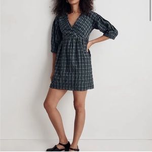 Like New Madewell Plaid Marianna Puff Sleeve Dress